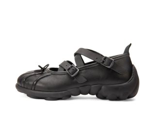 John Fluevog Freight - Black | Strappy Flats With Bow