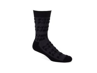 John Fluevog Leo - Black | Textured Socks with Raised Lettering