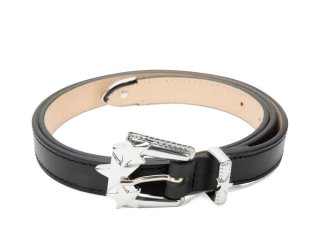 John Fluevog Antonia Belt - Black | Star Buckle Belt