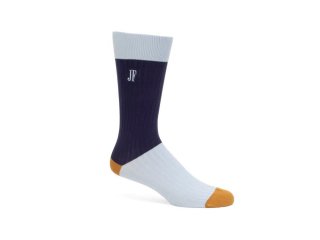 John Fluevog Archer Vog Socks - Navy/Blue/Brown | Colourblock sock