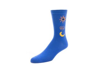 John Fluevog Rainy Vog Socks - Blue/Orange | Socks With Cutout Design