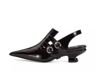 John Fluevog Rhonda - Black | Double Buckle Slingback Heels