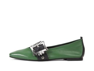 John Fluevog Misty - Green/Black | Slip-On Mary Jane Flats