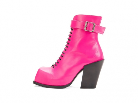John Fluevog Olivia - Pink | Zip-Up Ankle Boots with Laces