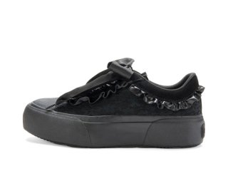 John Fluevog Cane - Black | Lace-Up Shoes with Ruffles