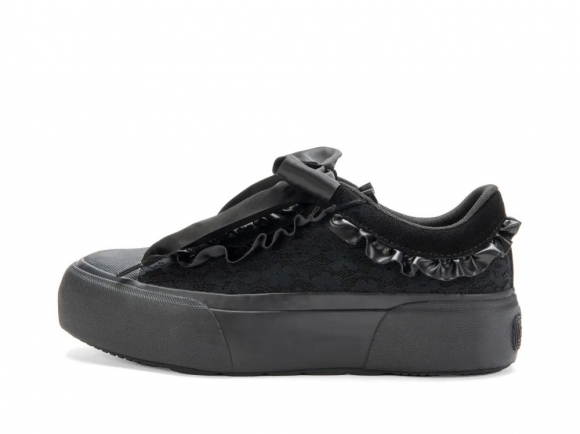 John Fluevog Cane - Black | Lace-Up Shoes with Ruffles