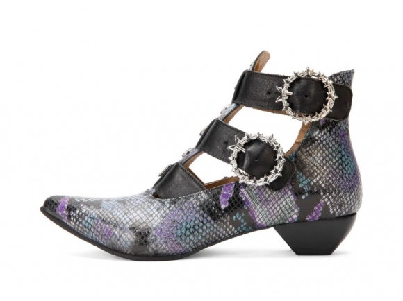John Fluevog Tammi Rose - Multi Snake | Strappy Ankle Booties