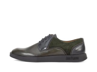 John Fluevog Trig - Green | Lace-Up Shoes with Zipper Details
