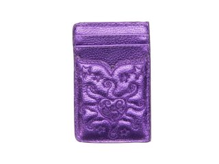 John Fluevog Bippo - Purple Metallic | Puffy Embroidered Cardholder