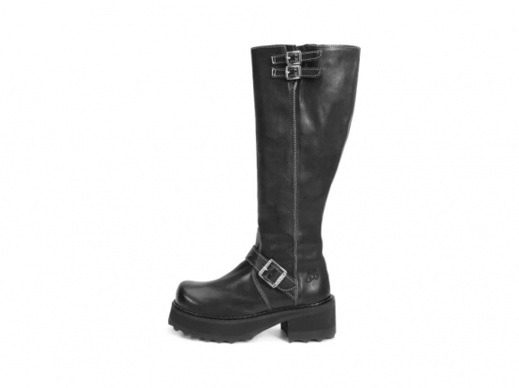 John Fluevog Bond Girl - Black | Tall Boots with Buckles