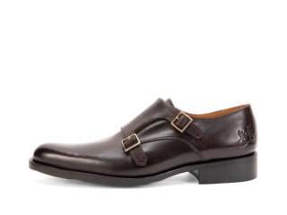 John Fluevog 205 Pine Street - Burgundy/Brown | Classic Double Monk Straps