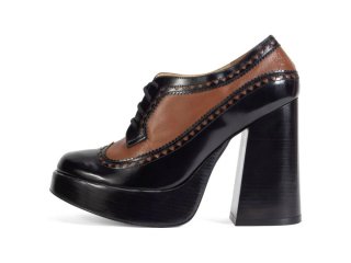 John Fluevog Meraki - Black/Brown | Brogue Platform Heels