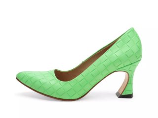 John Fluevog Desmond - Green | Angular Mid Heel Pumps