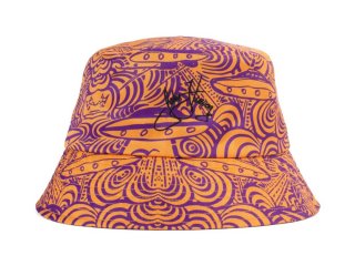 John Fluevog George Clinton Bucket Hat - Orange/Purple | Printed bucket hat
