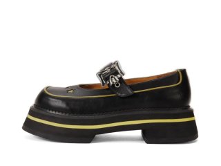 John Fluevog FV3 - Black/Green | Vintage-Style Mary Janes