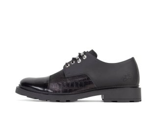 John Fluevog Quinn - Black | Multi-Textured Lace-Up Shoes