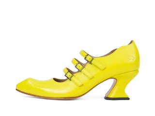 John Fluevog Bach - Neon Yellow | Triple-Strap Mary Jane Heels