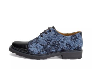 John Fluevog Oakland - Blue/Black | Classic Toe-Capped Derby Shoes