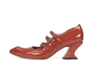 John Fluevog Bach - Reddish Brown | Triple-Strap Mary Jane Heels