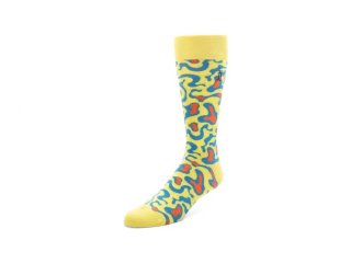 John Fluevog Walter Carl Vog Socks - Yellow/Blue | Swirly Blob Socks