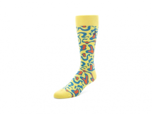 John Fluevog Walter Carl Vog Socks - Yellow/Blue | Swirly Blob Socks
