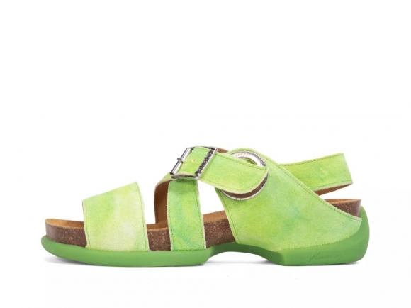 John Fluevog Earley - Green Tie-Dye | Leather Strap Sandals
