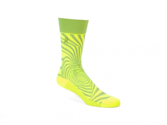John Fluevog Ford Vog Socks - Neon Yellow/Grey | Optical illusion sock