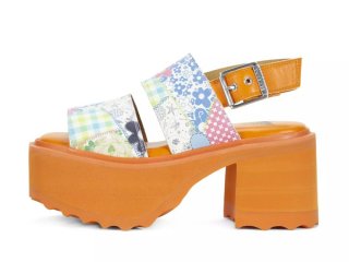 John Fluevog Razzle - Patchwork/Orange | Platform Sandals