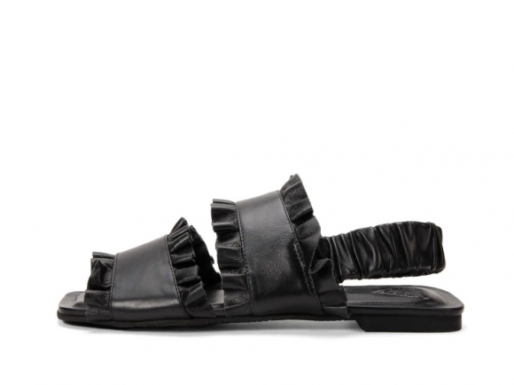 John Fluevog Iracema - Black | Flat Slingback Sandals