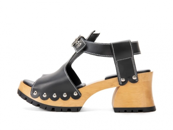 John Fluevog Een - Black | Open-Toe Clog Sandals