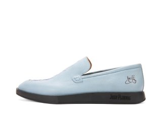 John Fluevog Dapper - Blue | Loafers with Stitching Pattern