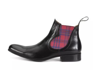 John Fluevog Rigas - Black/Red Plaid | Chelsea Boots