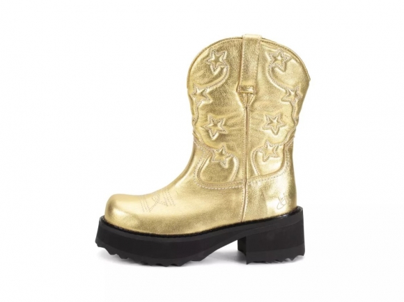 John Fluevog Ankle Cowboy - Gold | Platform Ankle Cowboy Boots