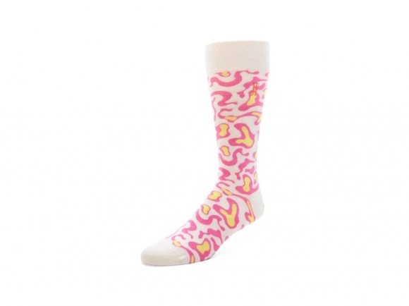 John Fluevog Walter Carl Vog Socks - Cream/Pink | Swirly Blob Socks