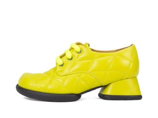 John Fluevog Maika - Neon Yellow | Quilted Lace-Up Heels