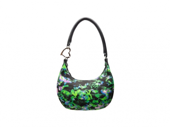 John Fluevog Caroline - Multi Colour Canvas | Shoulder Bag With Heart Clip