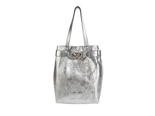 John Fluevog Lola - Silver | Embossed tote bag with buckle
