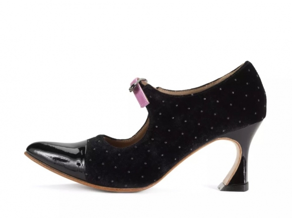 John Fluevog Malala - Black Velvet | Mary Jane Heels