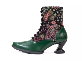 John Fluevog Amrita - Green Floral | Lace-Up Mid-Calf Boots