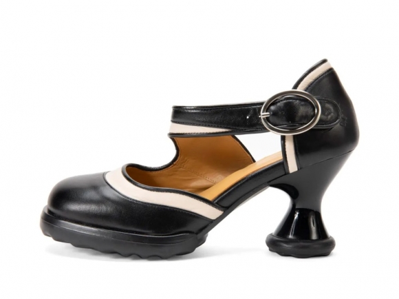 John Fluevog Elif - Black/Cream | Mary Jane Heels