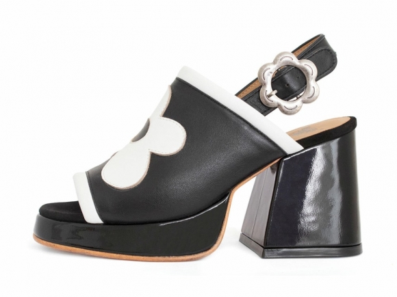 John Fluevog Riverdale - Black/White | Slingback Platform Heels