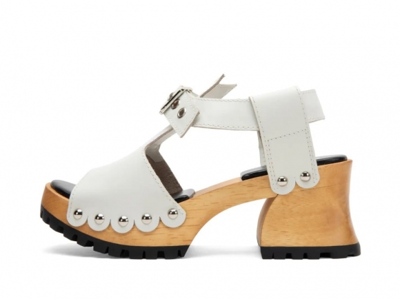 John Fluevog Een - White | Open-Toe Clog Sandals