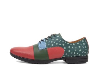 John Fluevog Fuller - Blue/Green/Red | Colourblock Lace-Up Shoes