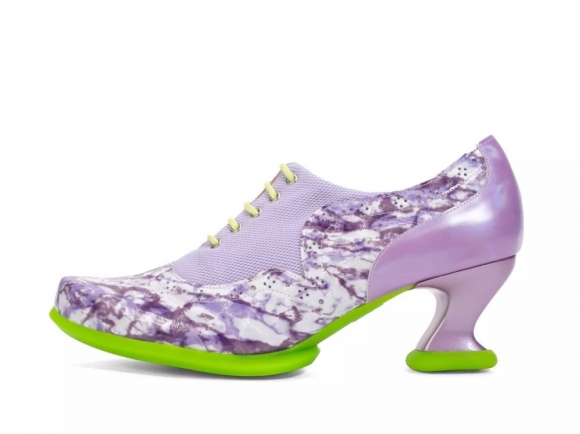 John Fluevog Hatha - Purple/Green | Lace-Up Heels with Mesh