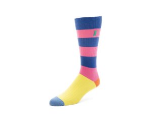 John Fluevog Brisbane Vog Socks - Pink/Blue Multi | Colourful Striped Socks
