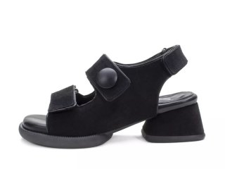 John Fluevog Neve - Black | Velcro Leather Sandals
