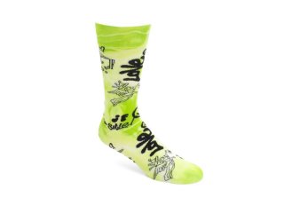 John Fluevog Wolfie Vog Socks - Green Tie-Dye | Graffiti print sock