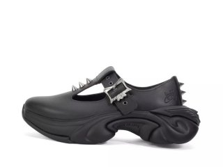 John Fluevog Sparky - Black | Spiked T-Strap Sneakers