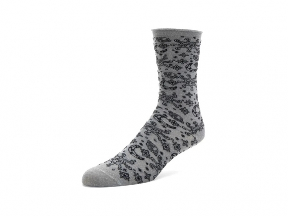 John Fluevog Mittens Vog Socks - Silver Lurex/Black | Celestial Design Socks