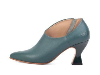 John Fluevog Edie - Evergreen | Sexy Asymmetrical Leather Pumps